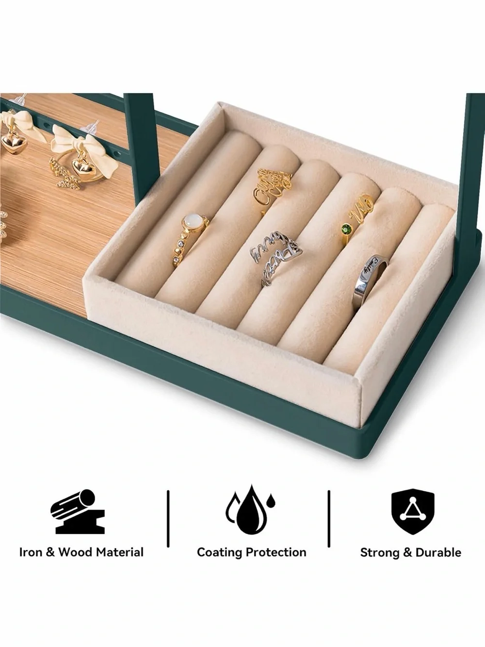 DreamGenius Green Jewelry Organizer w Velvet Ring💍Holder